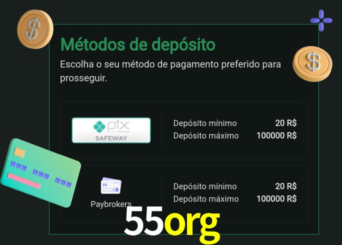 O cassino 55org oferece uma grande variedade de métodos de pagamento